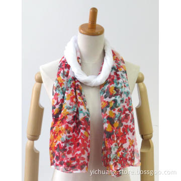 Fashion flower printing woven breathable ladies poncho